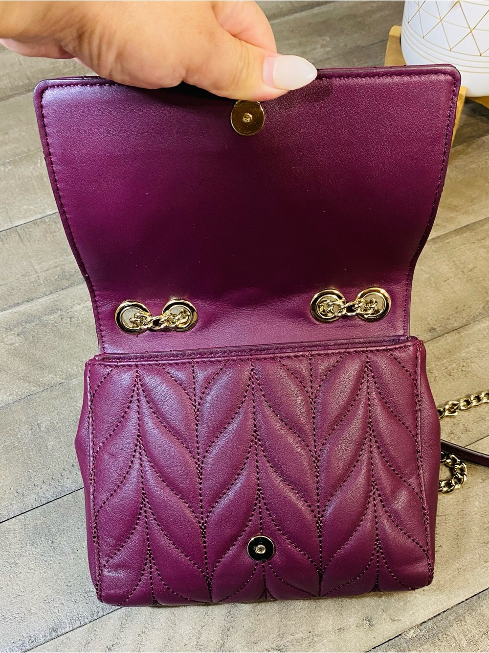 Kate Spade Briar Lane Mini Emelyn Quilted Crossbody Deep Plum Bag - Picture 5 of 7